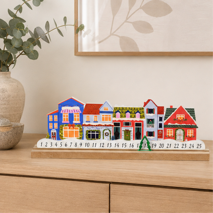 Wooden Christmas House Advent Calendar With Movable Markers