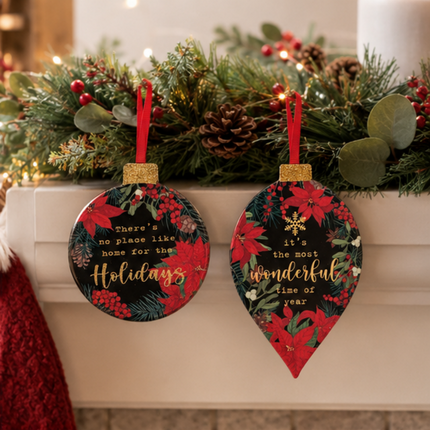 FLORAL CHRISTMAS HANGING ORNAMENT 2 Asst