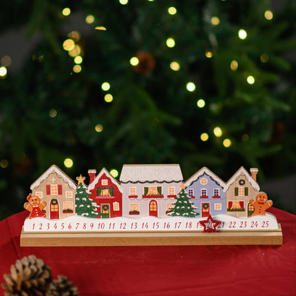 Wooden Christmas House Advent Calendar With Star Marker