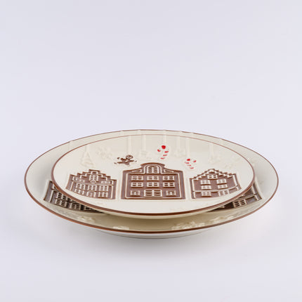 Ceramic Christmas Gingerbread House Round Plate 21cm