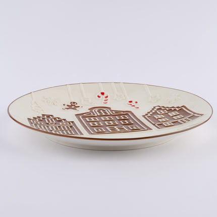 Ceramic Christmas Gingerbread House Round Plate 21cm