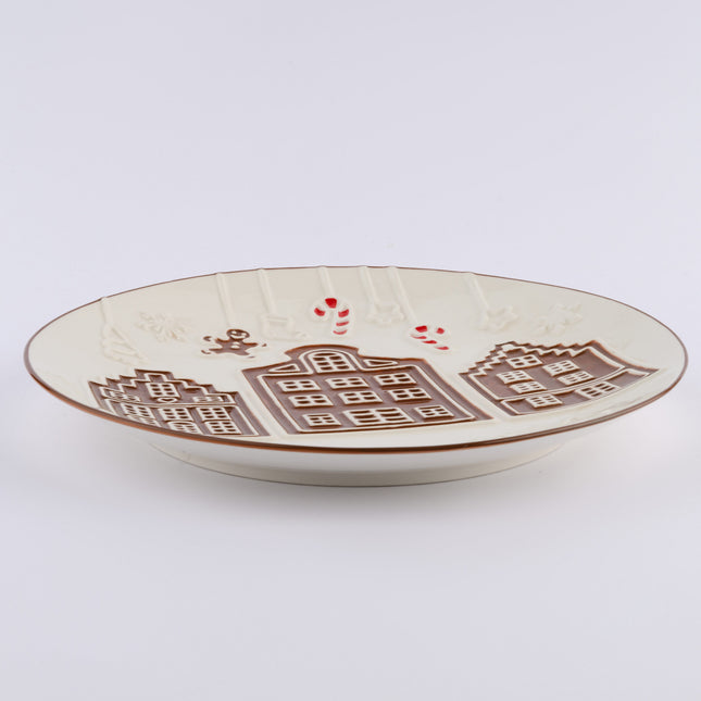 Ceramic Christmas Gingerbread House Round Plate 21cm