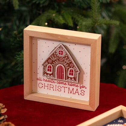 ALL HEARTS COME HOME FOR CHRISTMAS GINGERBREAD HOUSE FRAMED DECOR