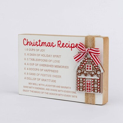 SNOW-WHITE CHRISTMAS RECIPE GINGERBREAD HOUSE PLAQUE