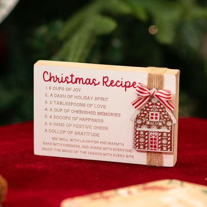 SNOW-WHITE CHRISTMAS RECIPE GINGERBREAD HOUSE PLAQUE