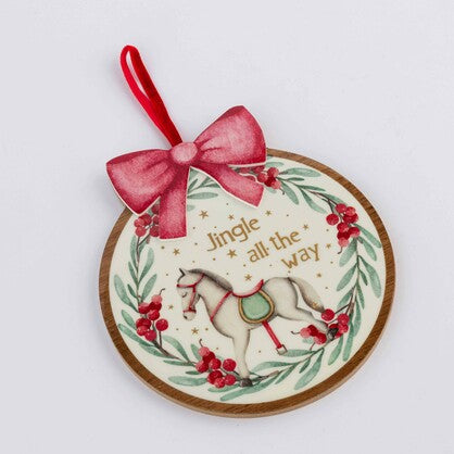 HOLIDAY SENTIMENT ROUND CHRISTMAS HANGING ORNAMENT 2ASST