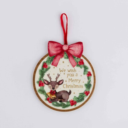 HOLIDAY SENTIMENT ROUND CHRISTMAS HANGING ORNAMENT 2ASST