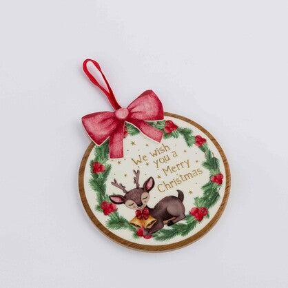 HOLIDAY SENTIMENT ROUND CHRISTMAS HANGING ORNAMENT 2ASST