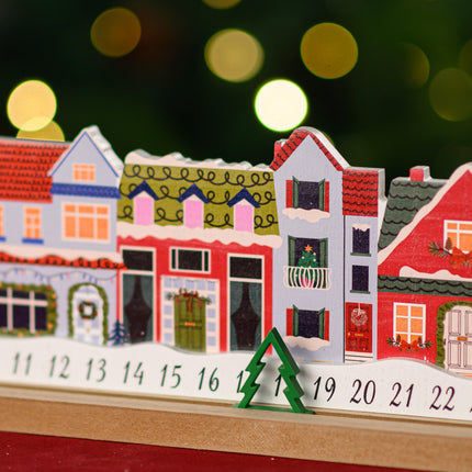 Wooden Christmas House Advent Calendar With Movable Markers