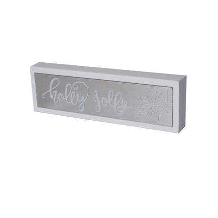 HOLLY JOLLY GLASS TABLETOP SIGN