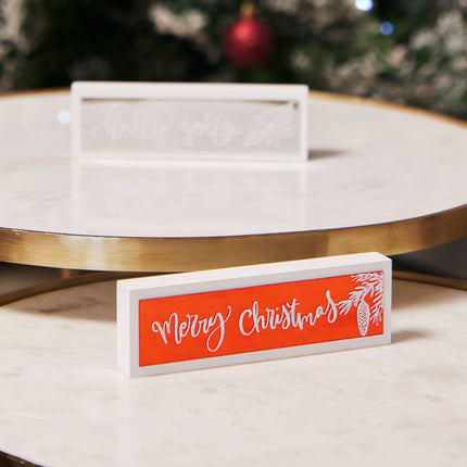MERRY CHRISTMAS GLASS TABLETOP SIGN