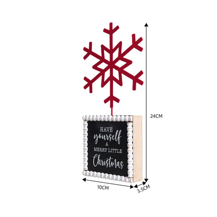 TABLETOP FIGURINE WITH TIN SNOWFLAK-HAVE YOURSELF A MERRY CHRISTMAS