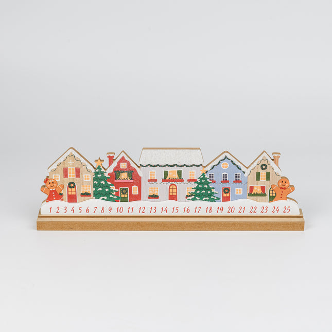 Wooden Christmas House Advent Calendar With Star Marker