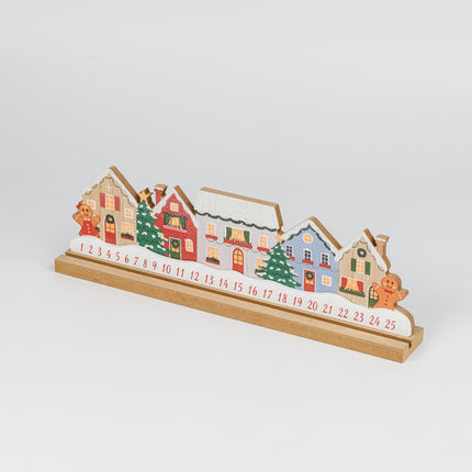Wooden Christmas House Advent Calendar With Star Marker