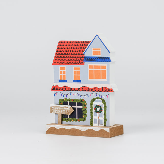 Wooden Christmas House Tabletop Decor With Xmas Sign
