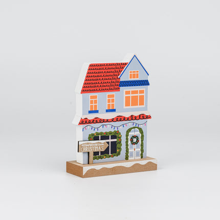 Wooden Christmas House Tabletop Decor With Xmas Sign