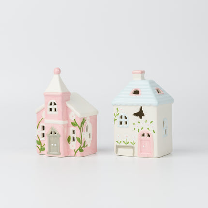 Ceramic Christmas Village House, Blue