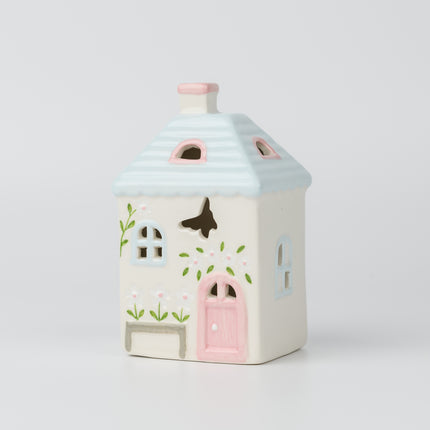 Ceramic Christmas Village House, Blue