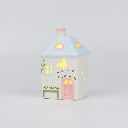 Ceramic Christmas Village House, Blue